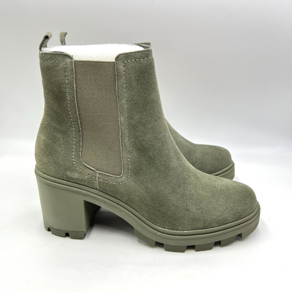 Splendid Womens Size 10 Melisa Green Suede‎ Leather Lug Sole Chelsea Boots Shoes